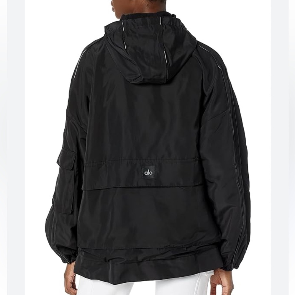 NWOT ALO Yoga Legion Reversible Hooded Oversized Black Jacket (Sz XS) - Picture 3 of 11